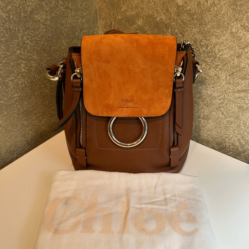 Chloe Orange and Brown Leather Backpack